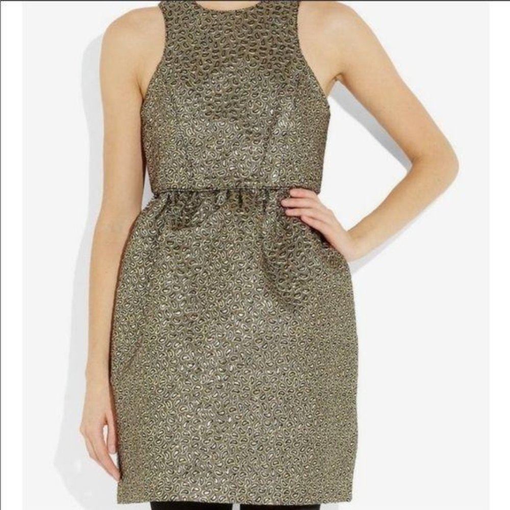Tibi Jacquard Paisley Black & Gold Metallic Dress - Picture 5 of 16